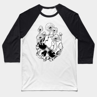 Overgrown skull. Mushrooms. Death - Life Baseball T-Shirt